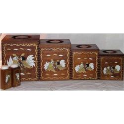 Vintage Wood Canisters with Roosters or #1108251