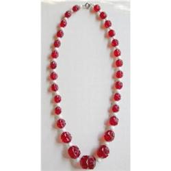 Red Faceted Beads Necklace #1108270