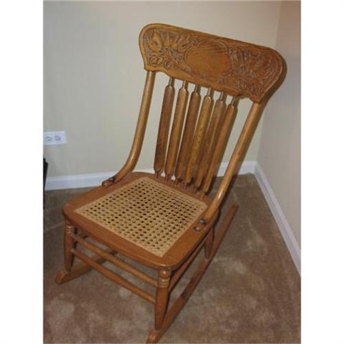 Antique Pressback Cane Seat Rocking Chair 1108332