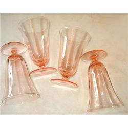  Pink Depression Glass Footed Tumbler Set (4) #1117712
