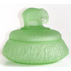 Elephant Green Satin Glass Powder Jar #1117808