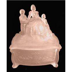 Martha Washington Pink Satin Glass Powder Jar #1117829