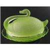 Image 1 : Sowerby Vaseline Rosalin Swan Lid Butter Dish #1117841