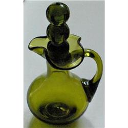 6.25" RAINBOW OLIVE GREEN CRUET 3-BUBBLE STOPR #1137557