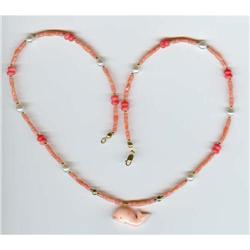   ITALIAN CORAL, CARVING,PEARL AND GOLD BEADS #1137560