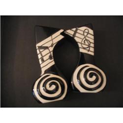 Pr Ceramic Black and White Abstract Candlestick#1137589