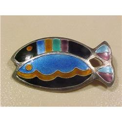 Norwegian Enamel and Sterling Double Fish Pin #1137753