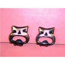 Copper Funny Cat Face Mask Earrings Very Wierd #1137754