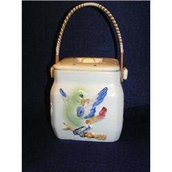 Porcelain Biscuit Jar with Wicker Handle #1137782