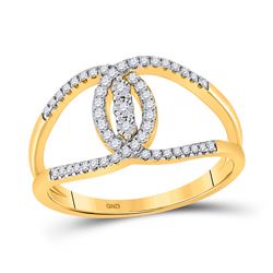 Womens Round Diamond Fashion 3-stone Ring 1/5 Cttw 14kt Yellow Gold - REF-19F5W