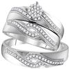 Image 1 : His Hers Round Diamond Cluster Matching Wedding Set 1/3 Cttw 10kt White Gold - REF-30Y5N