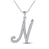 Image 1 : Womens Round Diamond Cursive Letter N Pendant 1/5 Cttw 10kt White Gold - REF-9A5M