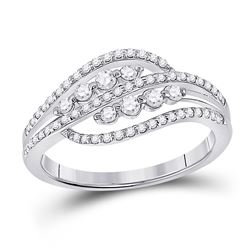 Womens Round Diamond Crossover Fashion Ring 1/2 Cttw 10kt White Gold - REF-31F5W