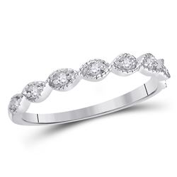 Womens Round Diamond Classic Stackable Band Ring 1/10 Cttw 14kt White Gold - REF-16H9R