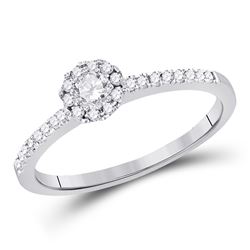 Round Diamond Solitaire Bridal Wedding Engagement Ring 1/3 Cttw 10kt White Gold - REF-28F9W