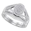 Image 1 : Round Diamond Bridal Wedding Ring Band Set 3/8 Cttw 10kt White Gold - REF-27W9K