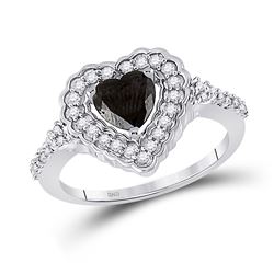 Womens Heart Diamond Solitaire Ring 1 Cttw 10kt White Gold - REF-30K5Y