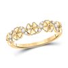 Image 1 : Womens Round Diamond Flower Band Ring 1/8 Cttw 10kt Yellow Gold - REF-14K9Y