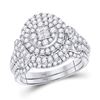 Image 1 : Princess Diamond Bridal Wedding Ring Band Set 1-1/4 Cttw 14kt White Gold - REF-109F5W