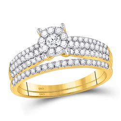 Round Diamond Bridal Wedding Ring Band Set 1/2 Cttw 14kt Yellow Gold - REF-43W5K