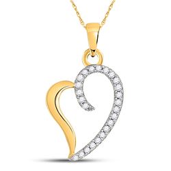Womens Round Diamond Curl Heart Pendant 1/6 Cttw 10kt Yellow Gold - REF-7R5X