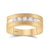 Image 1 : Mens Round Diamond Wedding 5-Stone Band Ring 1/2 Cttw 14kt Yellow Gold - REF-71H9R
