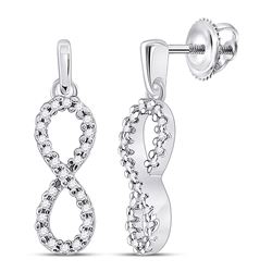 Womens Round Diamond Infinity Dangle Earrings 1/4 Cttw 10kt White Gold - REF-14A9M