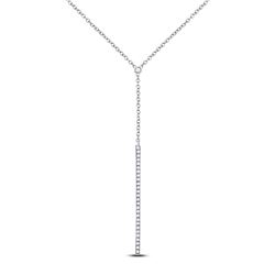Womens Round Diamond Drop Bar Necklace 1/4 Cttw 10kt White Gold - REF-24H5R