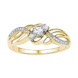 Round Diamond 3-stone Bridal Wedding Engagement Ring 1/4 Cttw 10kt Yellow Gold - REF-23M5H