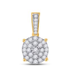 Womens Round Diamond Cluster Pendant 1/3 Cttw 10kt Yellow Gold - REF-21A5M