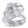 Image 1 : His Hers Round Diamond Cluster Matching Wedding Set 1/5 Cttw 10kt White Gold - REF-32A5M
