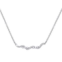 Womens Round Diamond Bar Necklace 1/5 Cttw 14kt White Gold - REF-25A9M