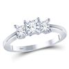 Princess Diamond 3-stone Bridal Wedding Engagement Ring 1 Cttw 14kt White Gold - REF-111K5Y