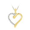 Womens Round Diamond Heart Pendant 1/20 Cttw 10kt Yellow Gold - REF-5M9H