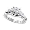 Round Diamond Square Bridal Wedding Ring Band Set 3/8 Cttw 10kt White Gold - REF-35Y5N