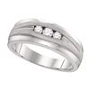 Mens Round Diamond Wedding Band Ring 1/4 Cttw 10kt White Gold - REF-32A9M