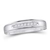 Image 1 : Mens Round Diamond Wedding Band Ring 1/12 Cttw 14kt White Gold - REF-21W9K