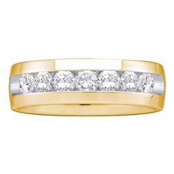 Mens Round Diamond Channel-set Wedding Anniversary Band 1 Cttw 14k Yellow Gold - REF-131H5R