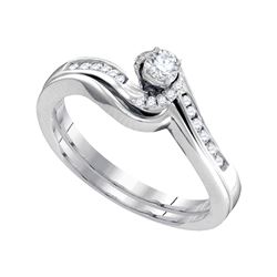 Round Diamond Bridal Wedding Ring Band Set 1/4 Cttw 10k White Gold - REF-30N9F