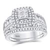 Image 1 : Princess Diamond Bridal Wedding Ring Band Set 1-3/4 Cttw 14kt White Gold - REF-115Y9N