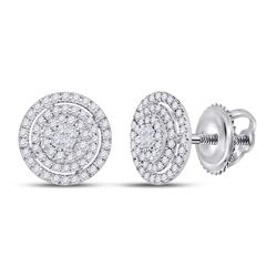 Womens Princess Diamond Fashion Cluster Earrings 1/2 Cttw 14kt White Gold - REF-43A5M