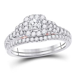 Round Diamond Bridal Wedding Ring Band Set 1 Cttw 14kt Two-tone Gold - REF-93H9R