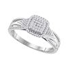 Image 1 : Round Diamond Square Cluster Bridal Wedding Engagement Ring 1/6 Cttw 10kt White Gold - REF-19N9F
