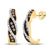 Image 1 : Womens Round Brown Diamond Stud Earrings 1/5 Cttw 10kt Yellow Gold - REF-16F9W