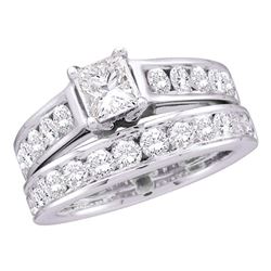 Princess Diamond Bridal Wedding Ring Band Set 2 Cttw 14kt White Gold - REF-253H9R