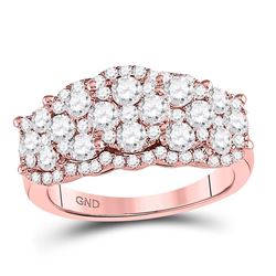 Womens Round Diamond Vintage-inspired Fashion Ring 2 Cttw 14kt Rose Gold - REF-142F5W