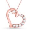 Image 1 : Womens Round Diamond Heart Pendant 1/8 Cttw 10kt Rose Gold - REF-7W5K