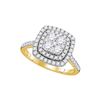 Image 1 : Womens Round Diamond Square Double Halo Cluster Ring 1 Cttw 14kt Yellow Gold - REF-73X9A