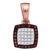 Image 1 : Womens Round Red Color Enhanced Diamond Square Cluster Pendant 1/8 Cttw 10kt Rose Gold - REF-10W5K