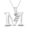 Image 1 : Womens Round Diamond M Initial Letter Pendant 1/20 Cttw 10kt White Gold - REF-7K5Y